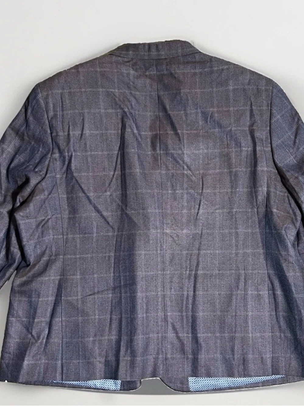 Oak Hill Sport Coat Silk Wool Windowpane Blazer Mens 3XL 54-56R Grey Blue Check
